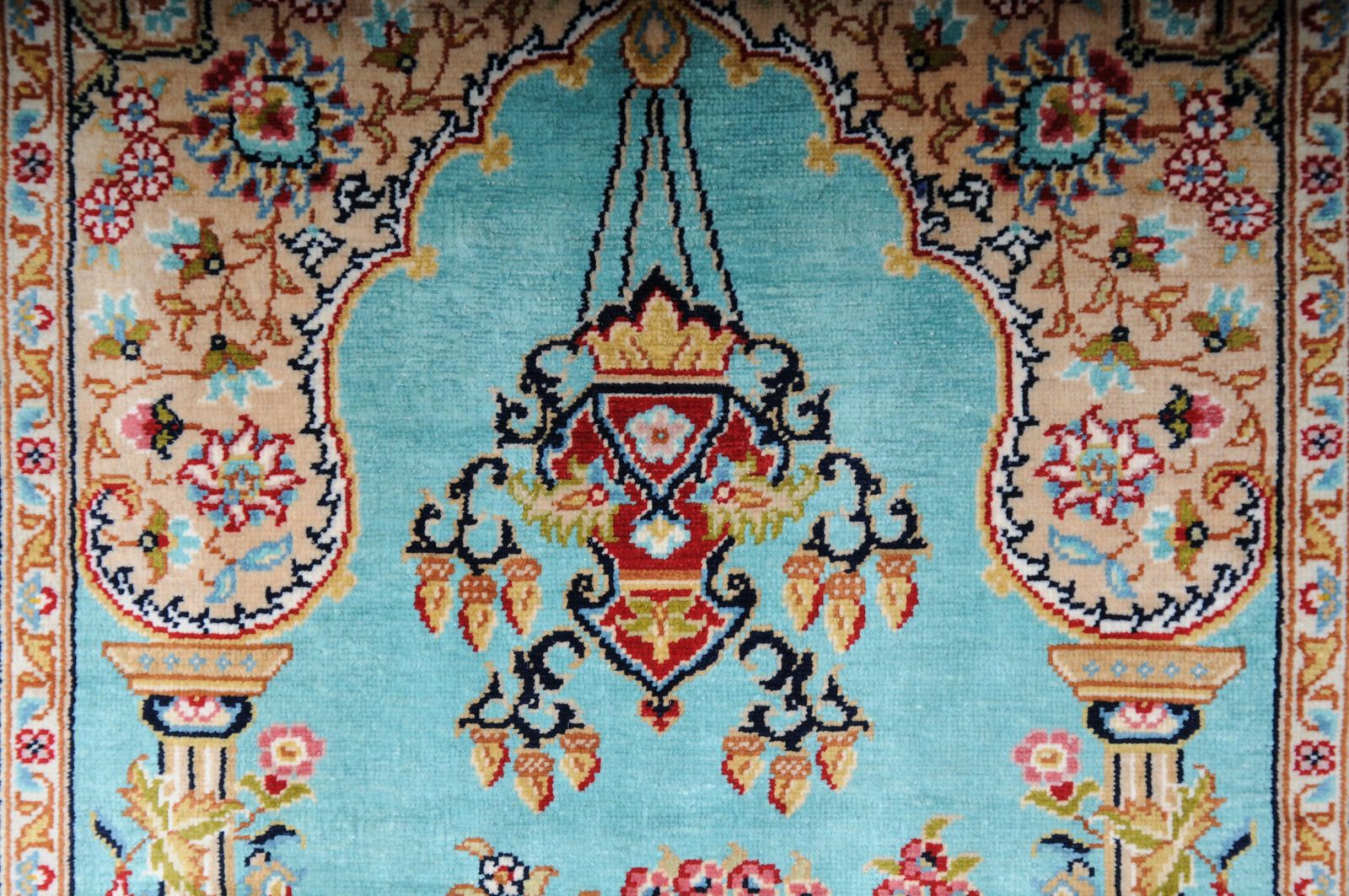 Royal Ozipek Silk Carpet/Tapestry Hereke Signed, 20th Century. Blue photo Textiles