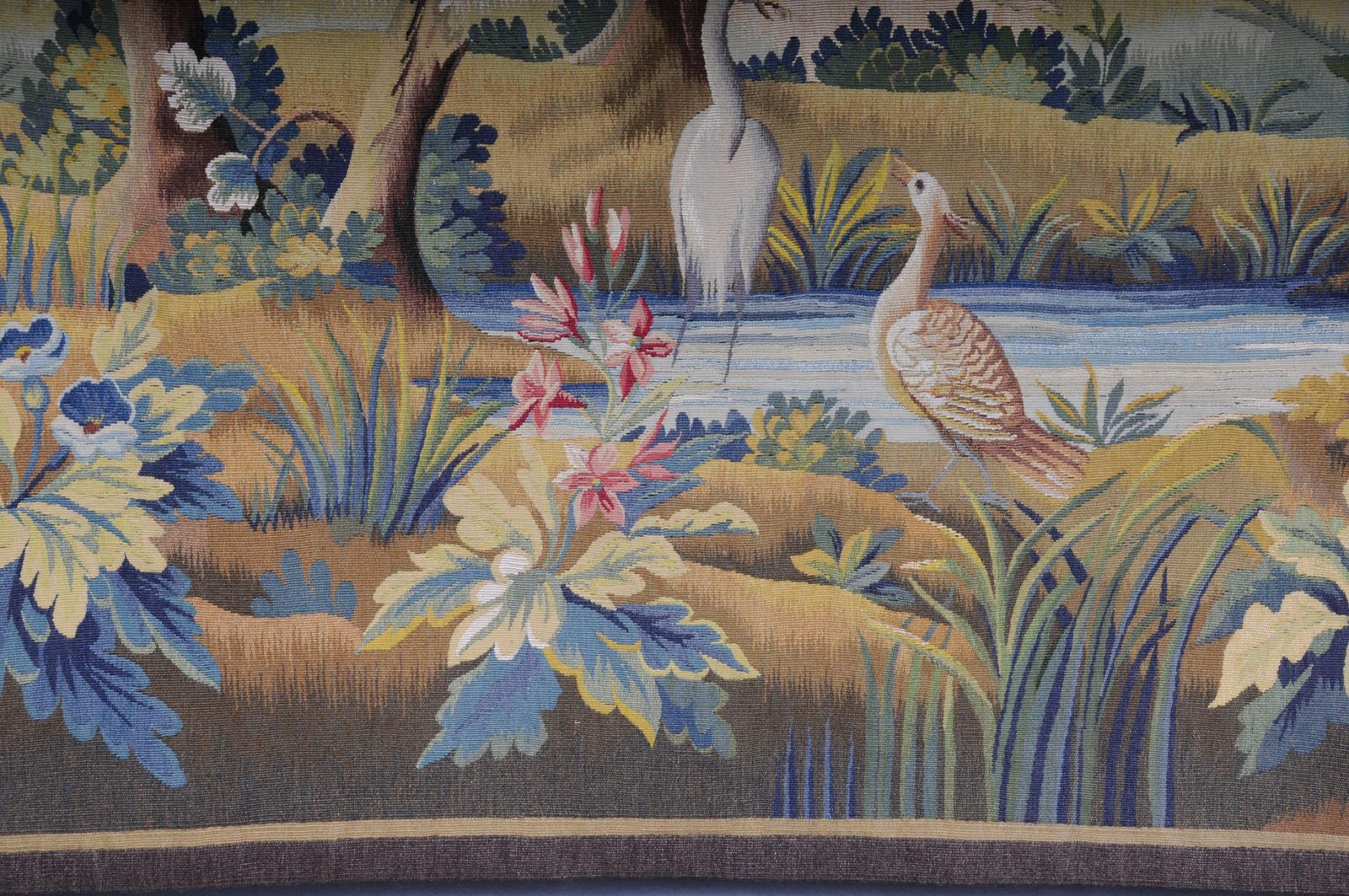 Antique Silk Aubosson Wall Carpet, France Late 19 Century. Verdure Motif, Signed photo vinterior