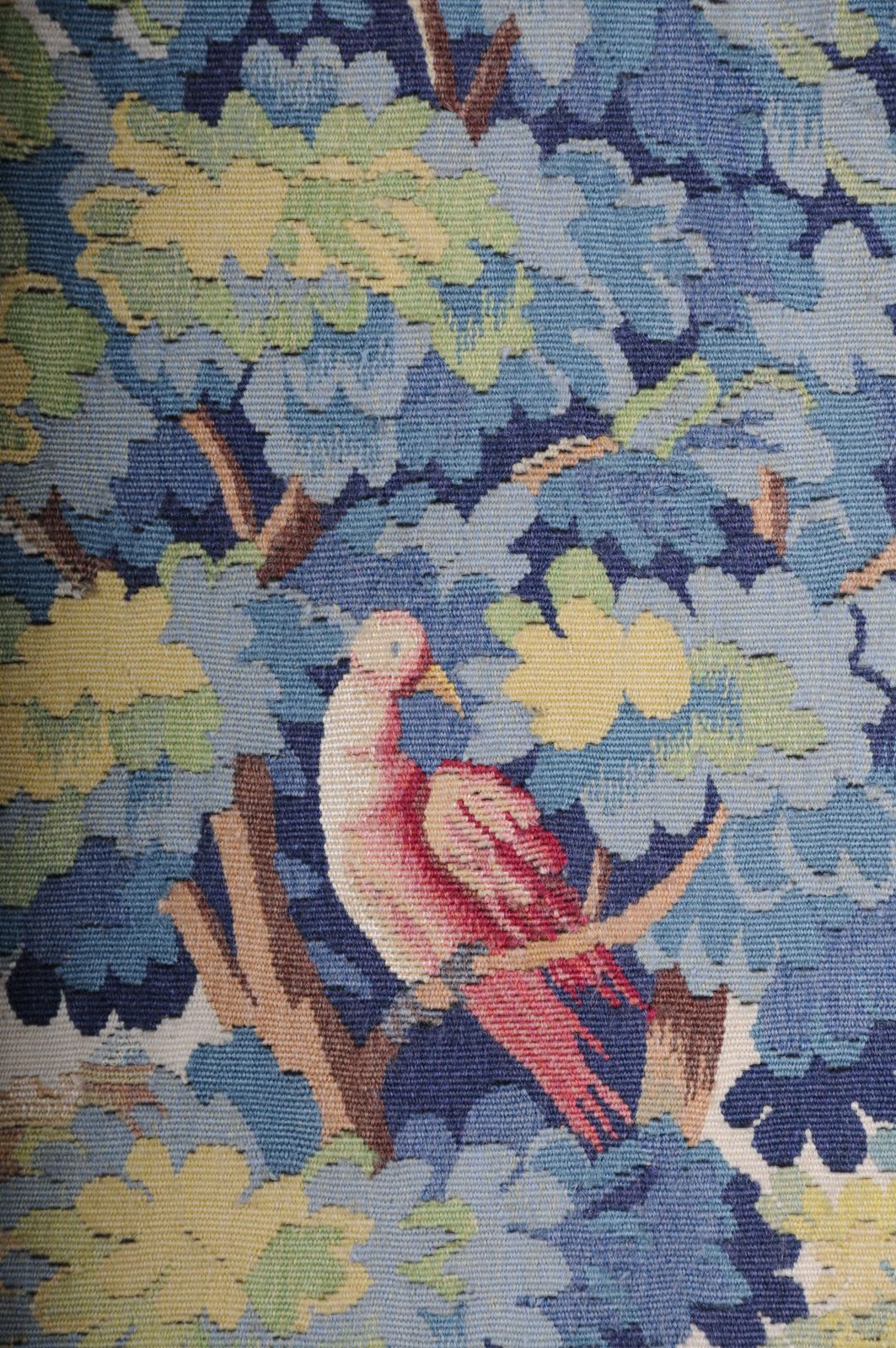 photo furniture Antique Silk Aubosson Wall Carpet, France Late 19 Century. Verdure Motif, Signed