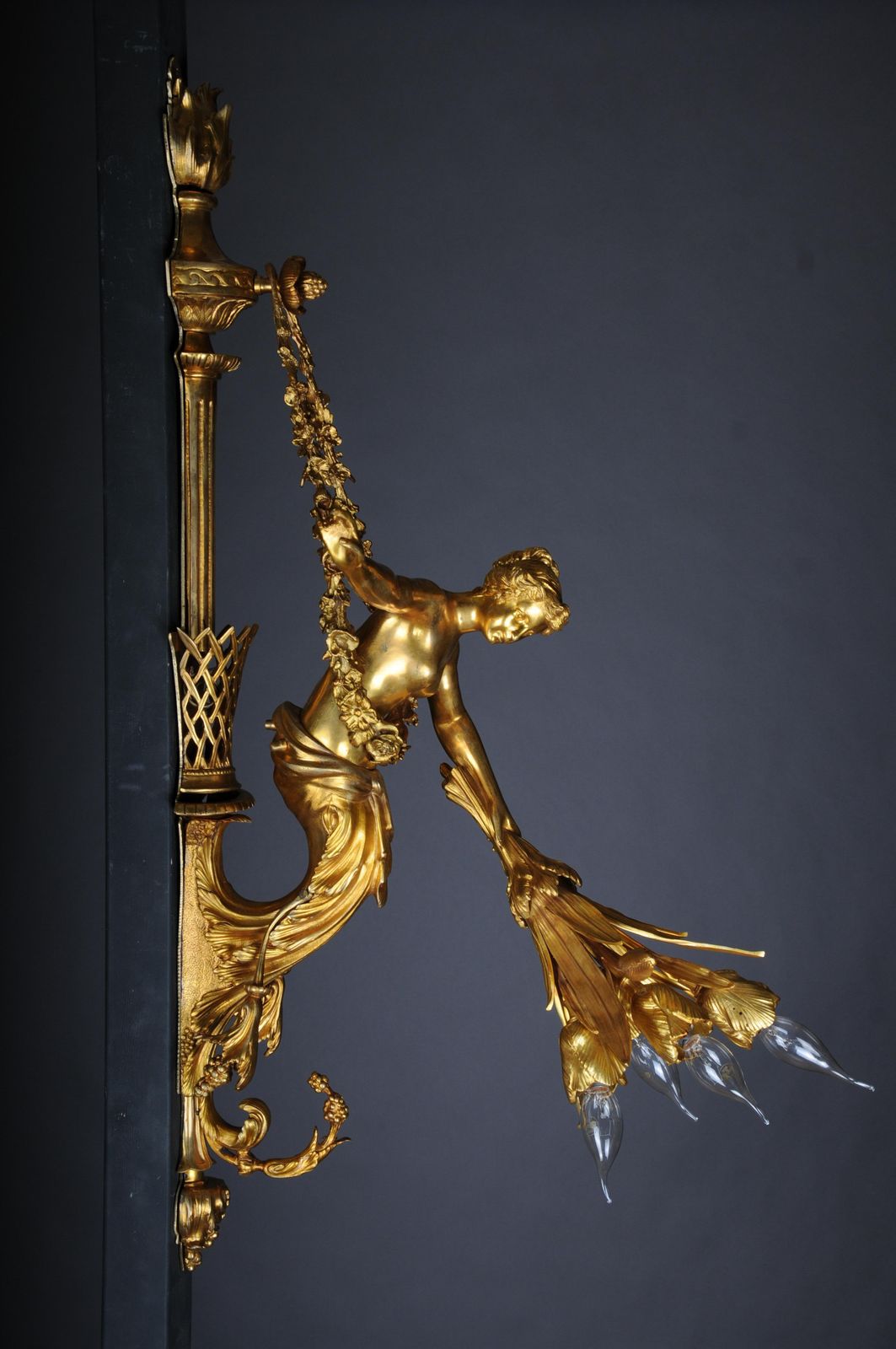 Pair (2) Of Unique French Sconces, Gilt Bronze, Paris, 20th Century photo for sale