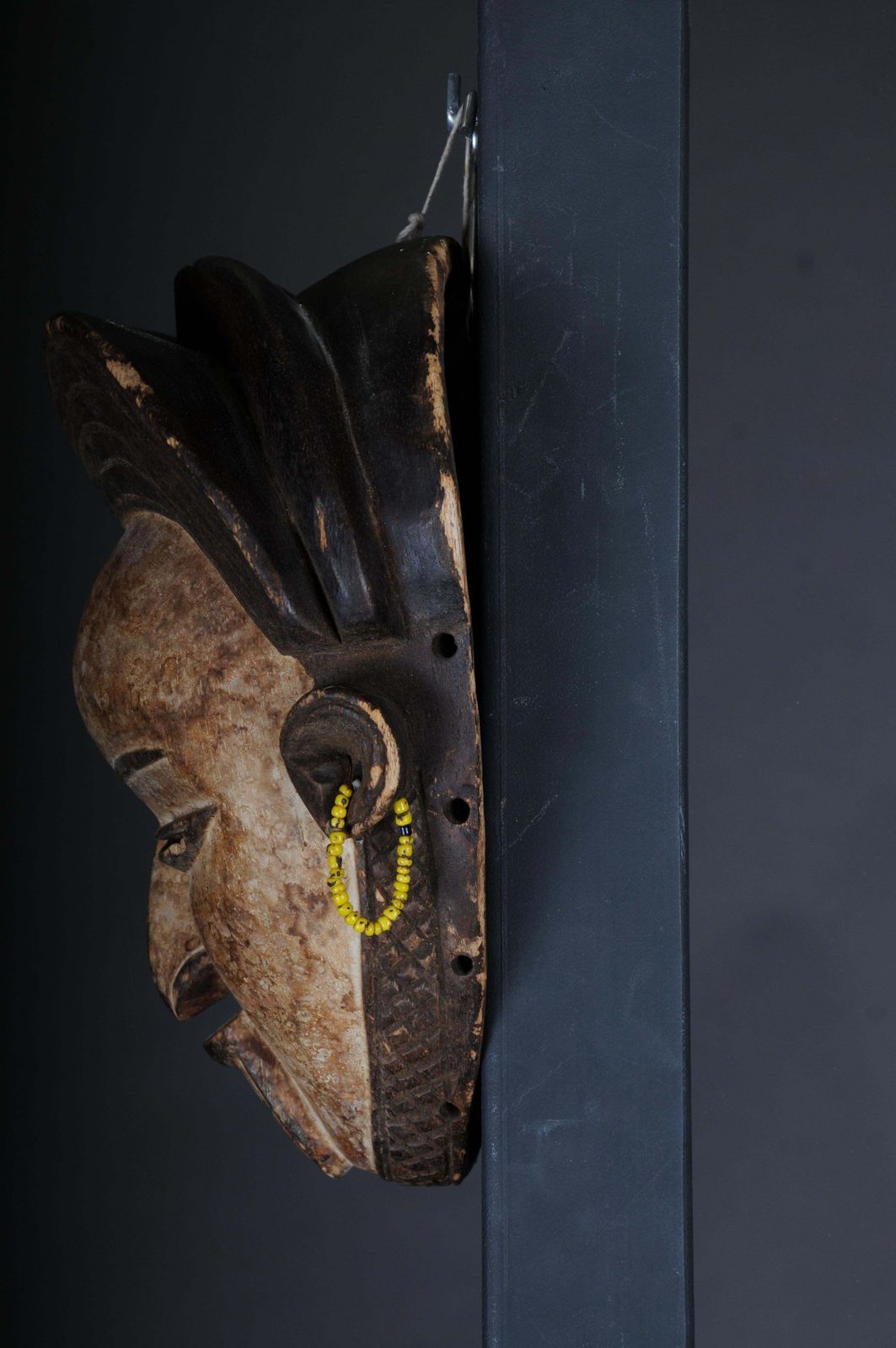 photo furniture 20th Century Antique Carved Wooden Face Mask, African Folk Art. Hangable.Decorat