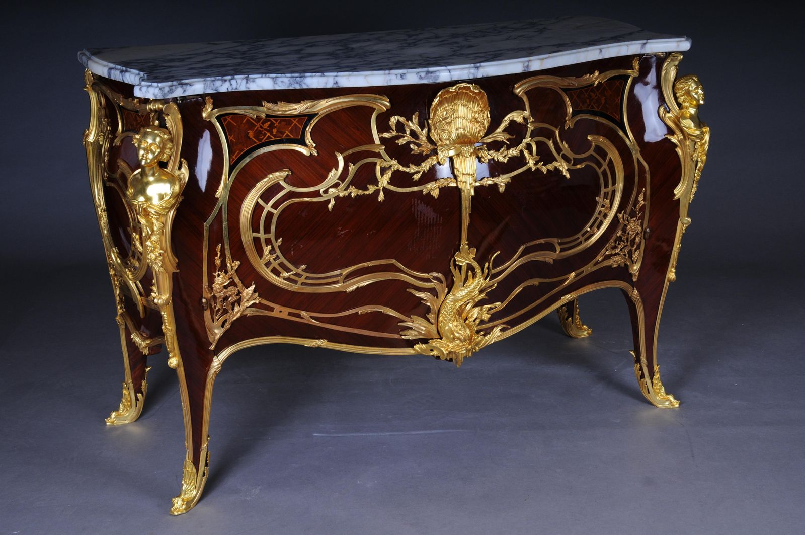 20th Century Royal Francois Link Chest Of Drawers, Oak With Gilt Bronze photo buy