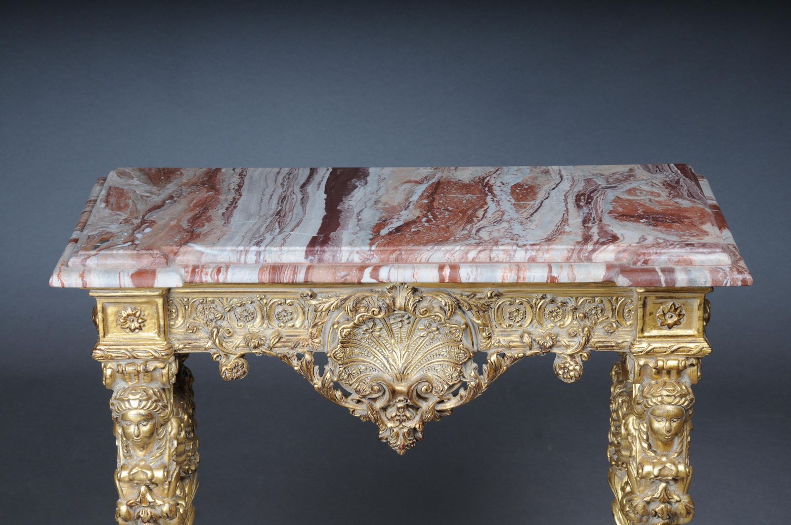 20th Century Impressive Wall Console Gilded With Marble, Model After F. Linke photo furniture
