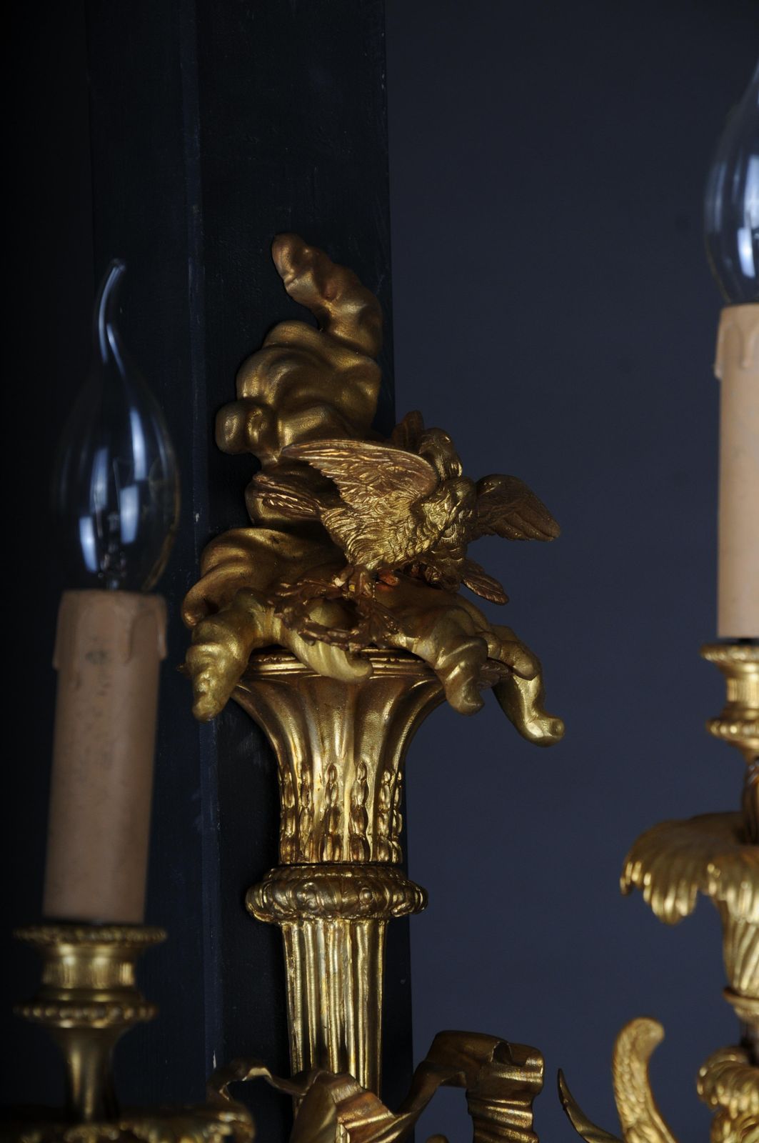 Pair Of (2) Bronze Magnificent Sconces, Gilded In Louis XV photo vintage