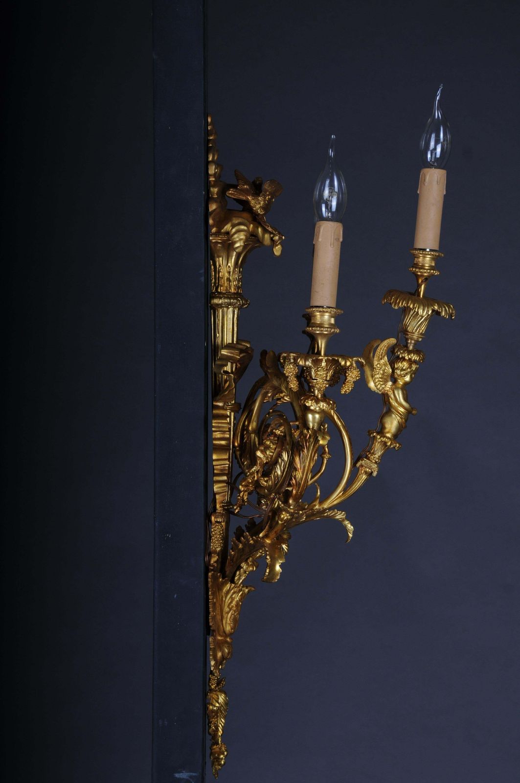6034.0 Pair Of (2) Bronze Magnificent Sconces, Gilded In Louis XV photo