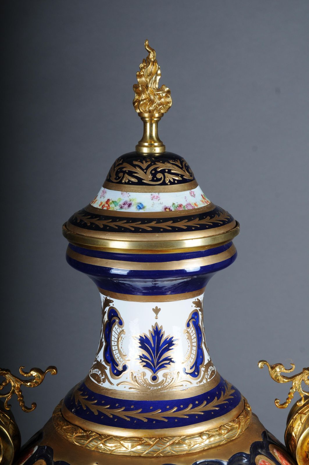 Pair (2) Magnificent French Sevrés Floor Vases With Gilt Bronze. photo for sale