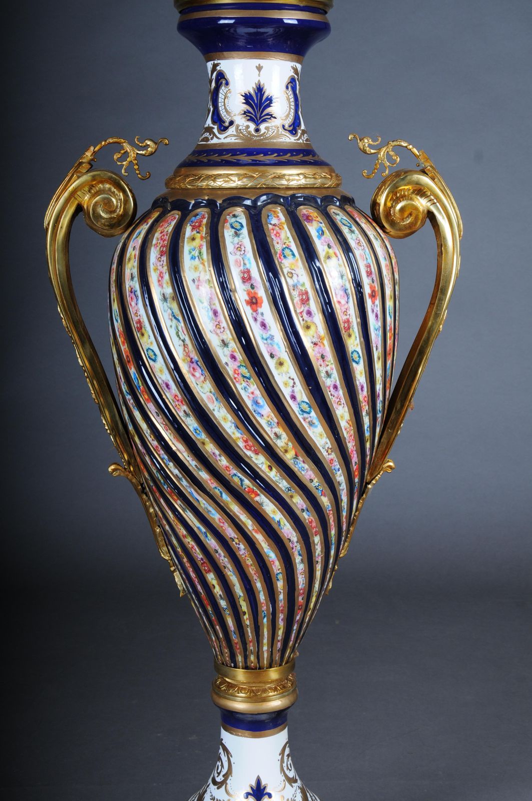 Pair (2) Magnificent French Sevrés Floor Vases With Gilt Bronze. photo Home Decor