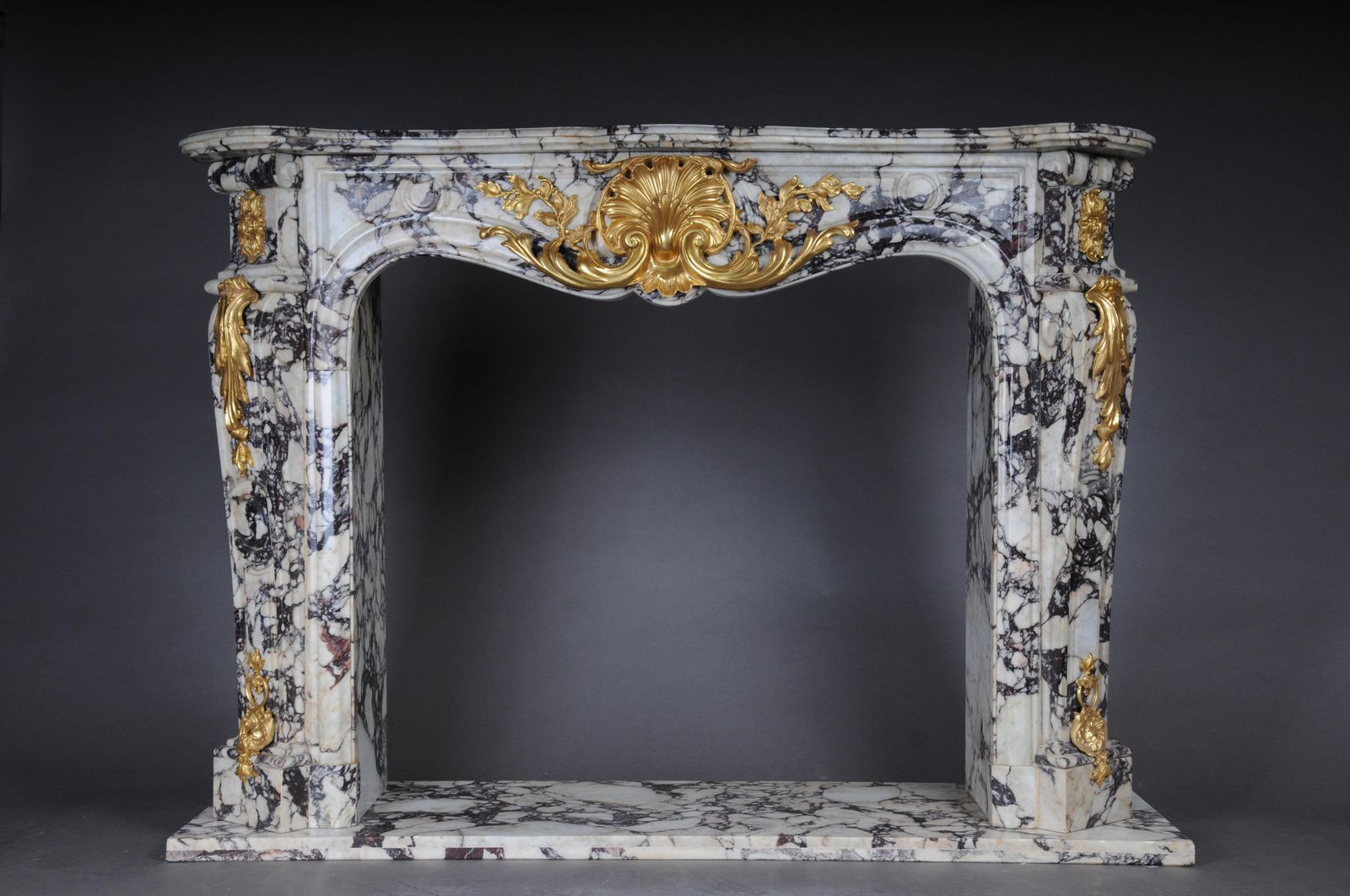 20th Century Magnificent French Marble Fireplace With Gilded Bronze. photo furniture