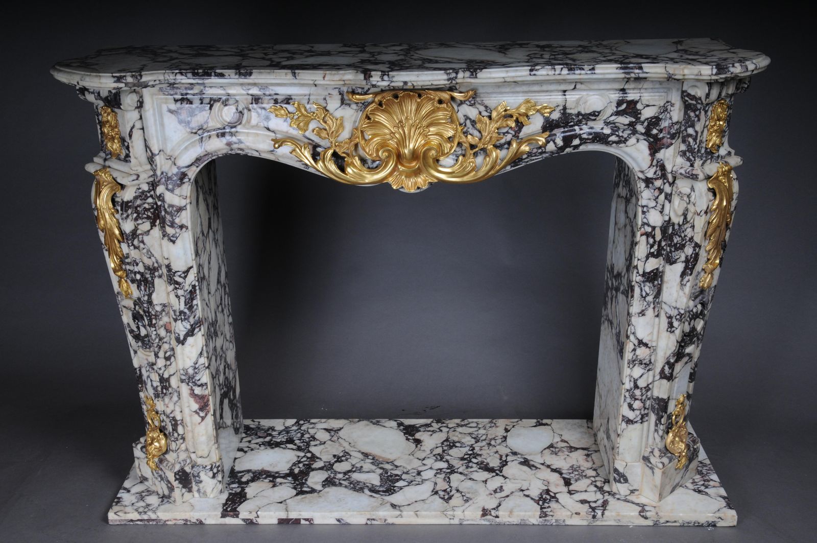 20th Century Magnificent French Marble Fireplace With Gilded Bronze. photo Home Fixtures