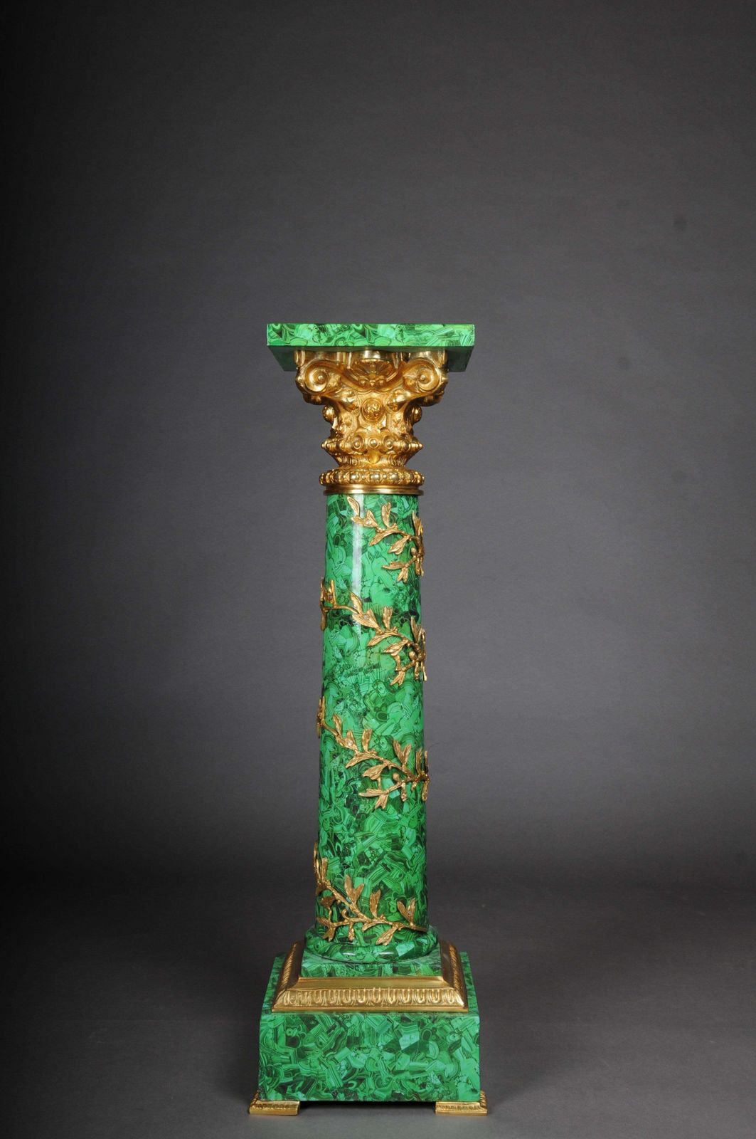 Royal Empire Column With Malachite And Gilt Bronze photo vinterior