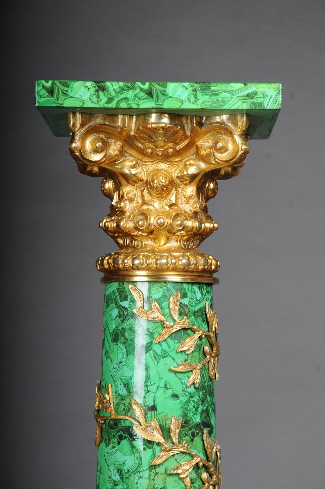 Royal Empire Column With Malachite And Gilt Bronze photo buy