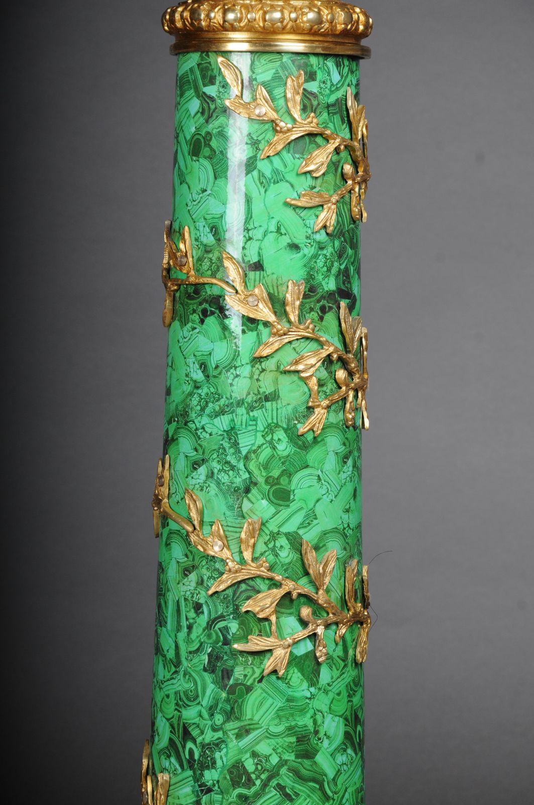 Royal Empire Column With Malachite And Gilt Bronze photo vintage