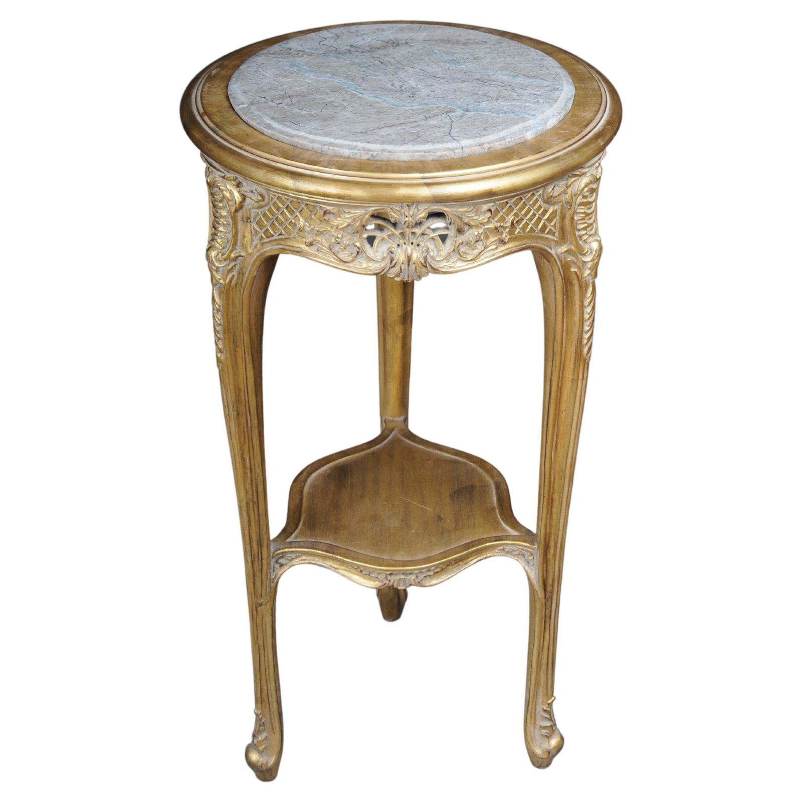 Finely Carved Gold Side Table With Marble Top, Louis XV