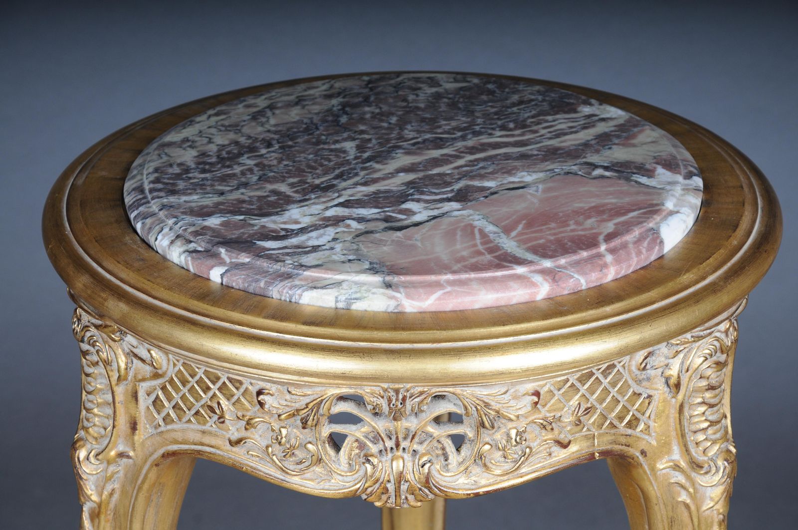 Finely Carved Gold Side Table With Marble Top, Louis XV photo furniture