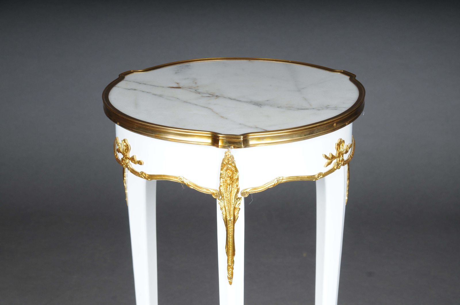 20th Century French Salon Side Table In Louis XV After F. Linke, White photo vintage