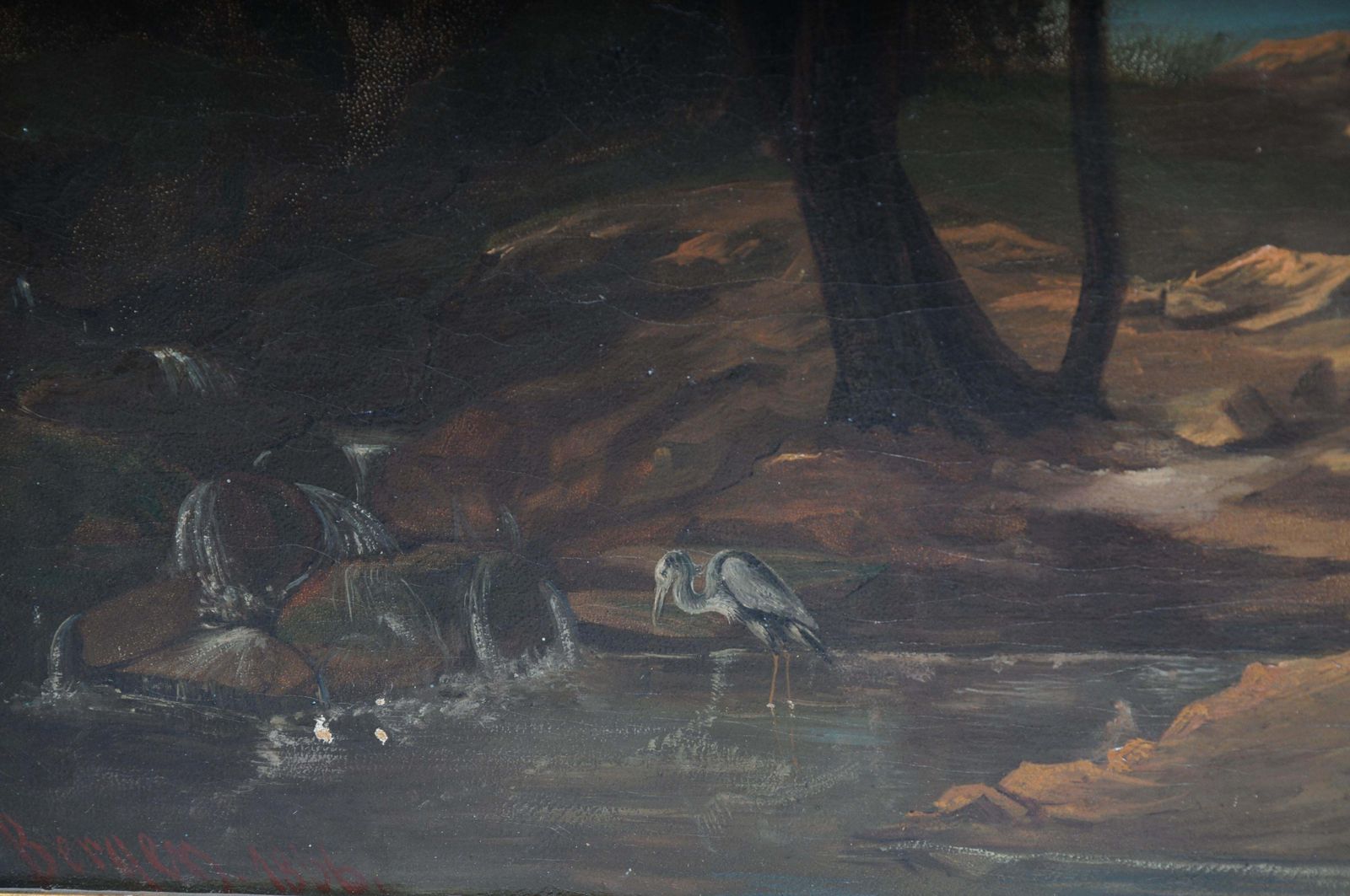 photo furniture Oil Painting Idyllic River Landscape/Romantic Scene 19th Century