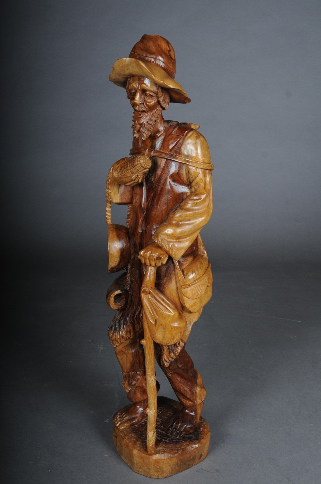 Art 20th Century Wooden Sculpture Walker With Corn On The Cob, South German photo