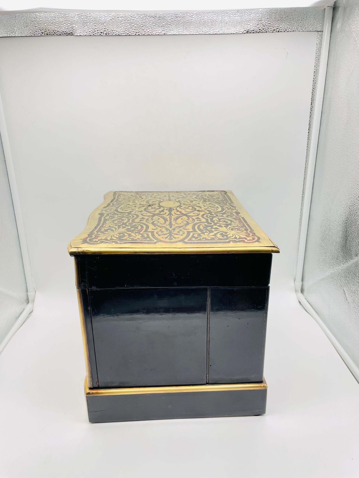 photo buy Impressive Boulle Napoleonic Tantalus Liquor Cabinet, 19th Century