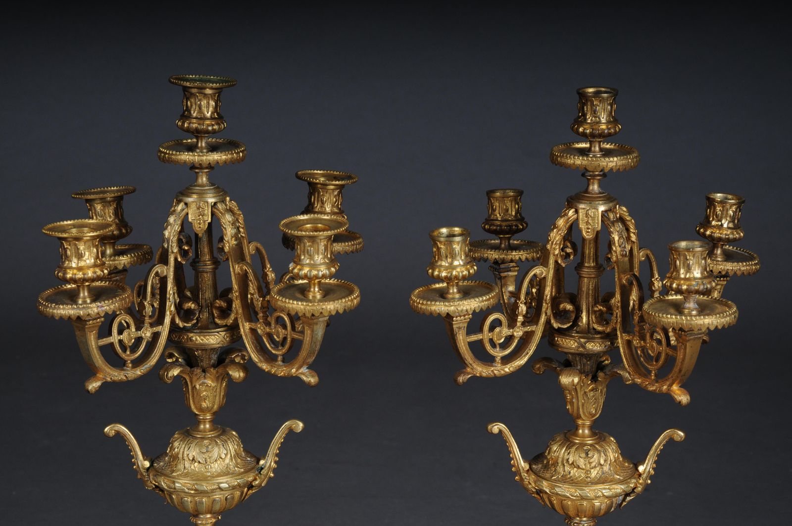 Pair (2) French Historicism Candlesticks, Gilded Bronze Circa 1880 photo furniture