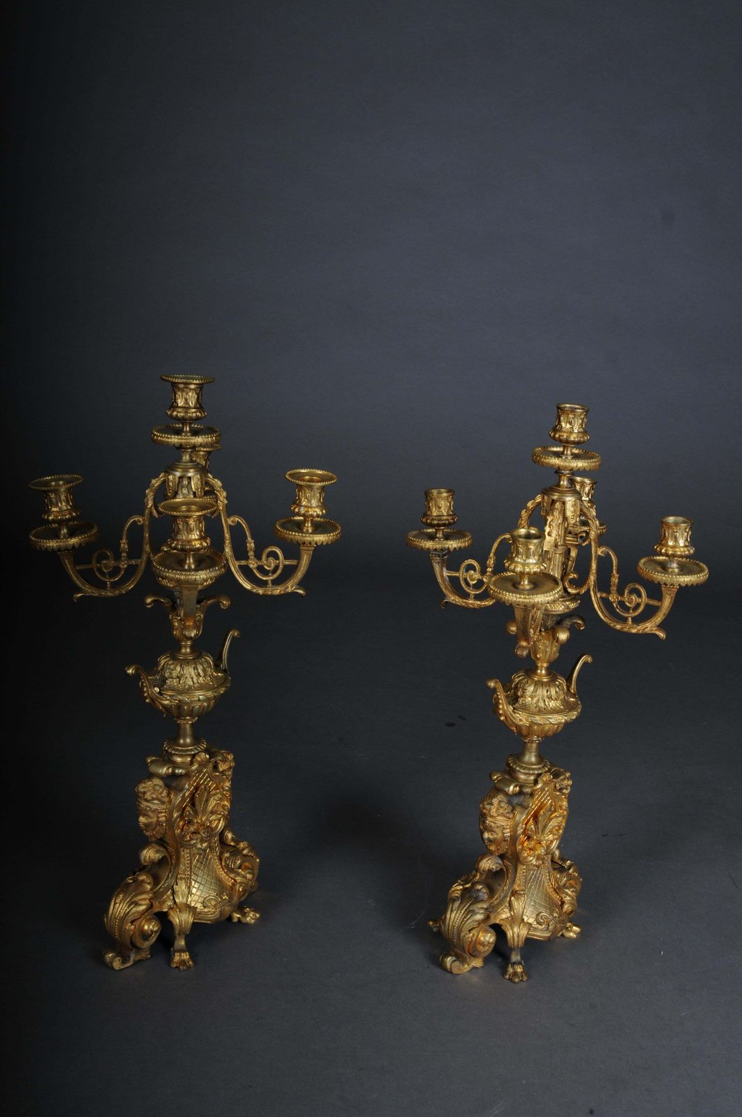 Home Decor Pair (2) French Historicism Candlesticks, Gilded Bronze Circa 1880 photo