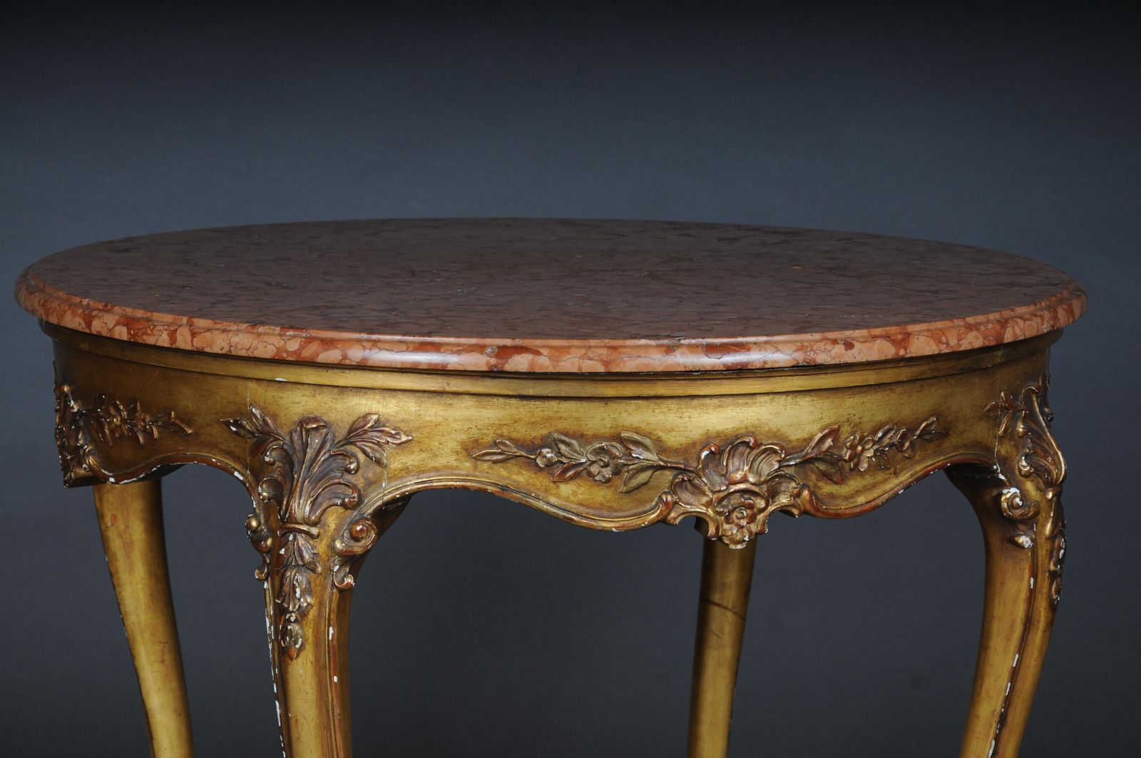 Antique Round Salon/Coffee Table, Louis XV Circa 1900. Gold With Marble Top photo 1819.0