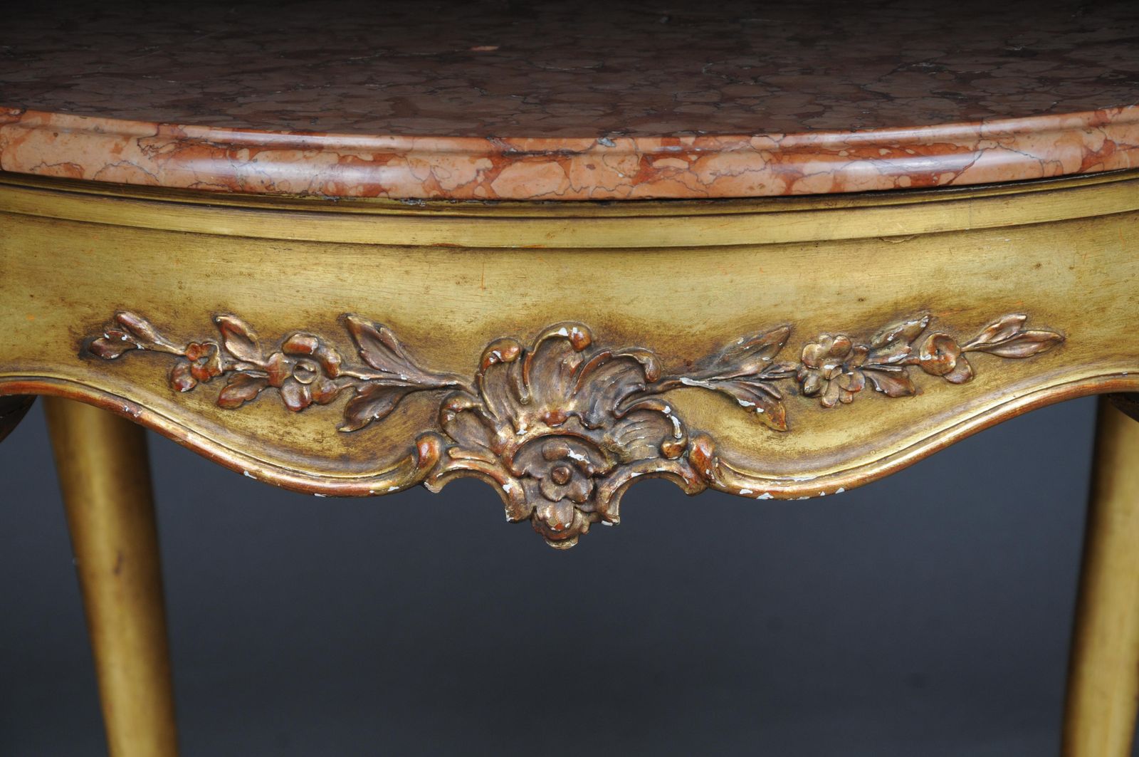 Antique Round Salon/Coffee Table, Louis XV Circa 1900. Gold With Marble Top photo vintage