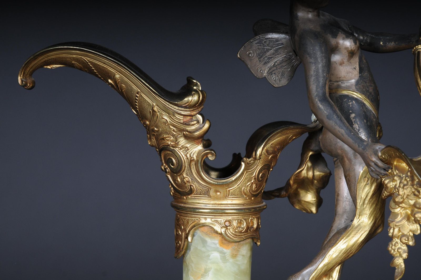 19th Century French Onyx Pomp Jug/Vase Bronze Silvered Napoleon III photo for sale