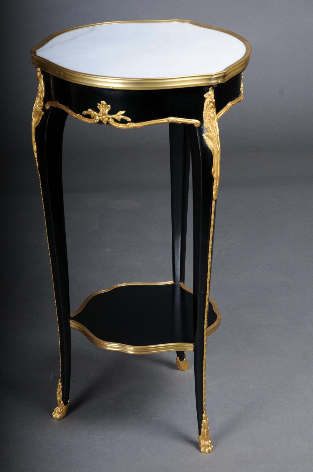 20th Century French Salon Side Table In Louis XV After F. Linke, Black photo vintage