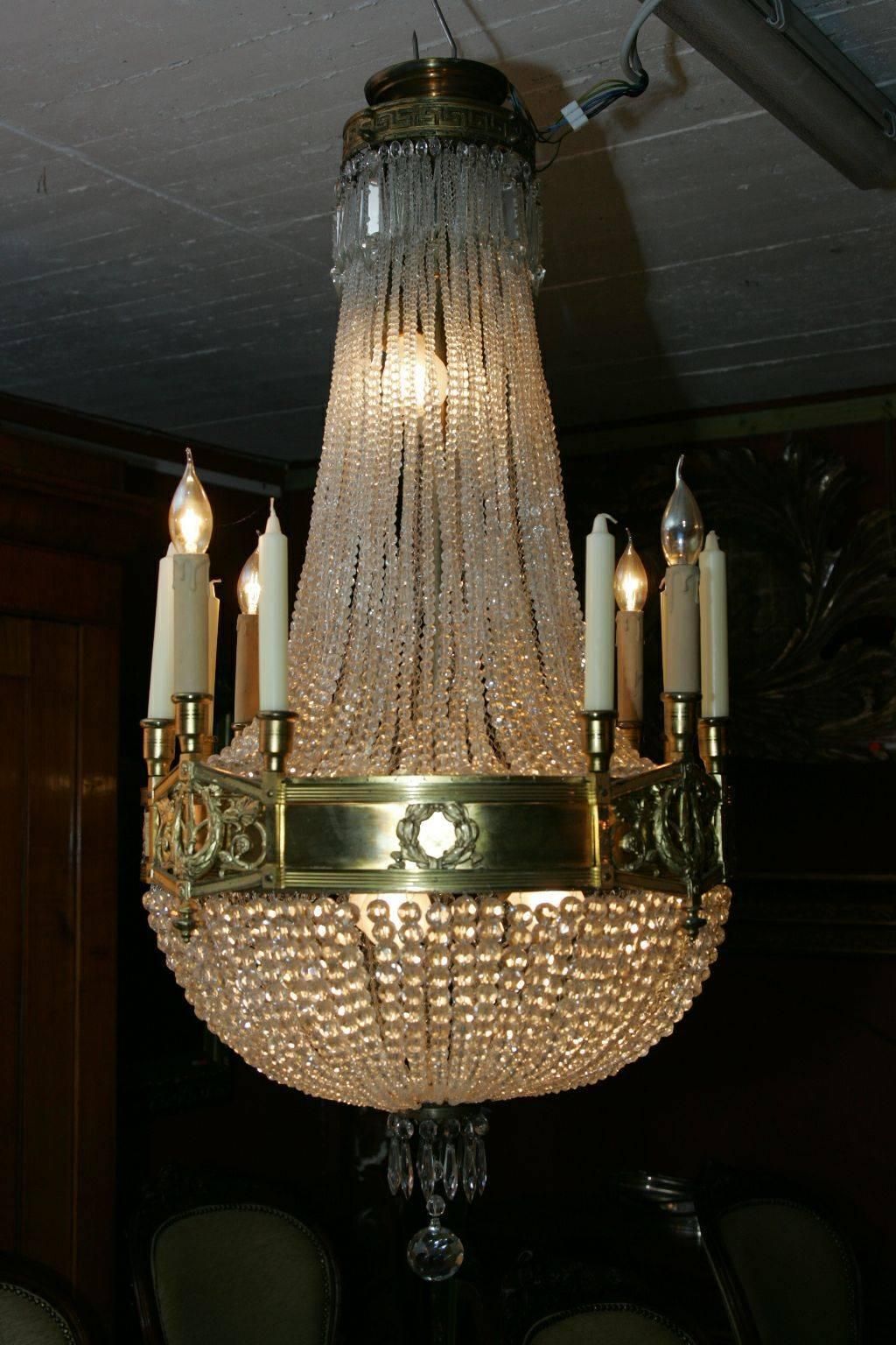 19th Century Empire Style French Basket Chandelier photo furniture