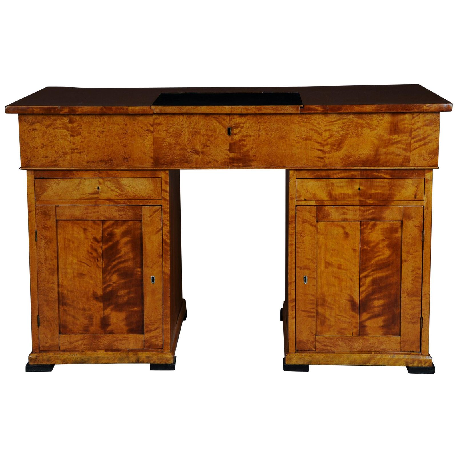 20th Century Unique Biedermeier Writing Desk, Flamed Birch