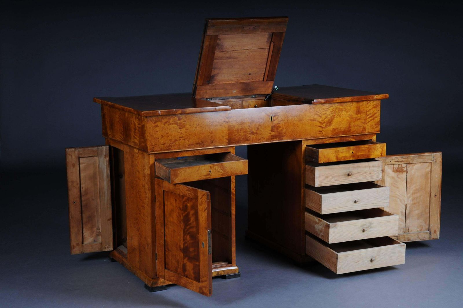 20th Century Unique Biedermeier Writing Desk, Flamed Birch photo furniture