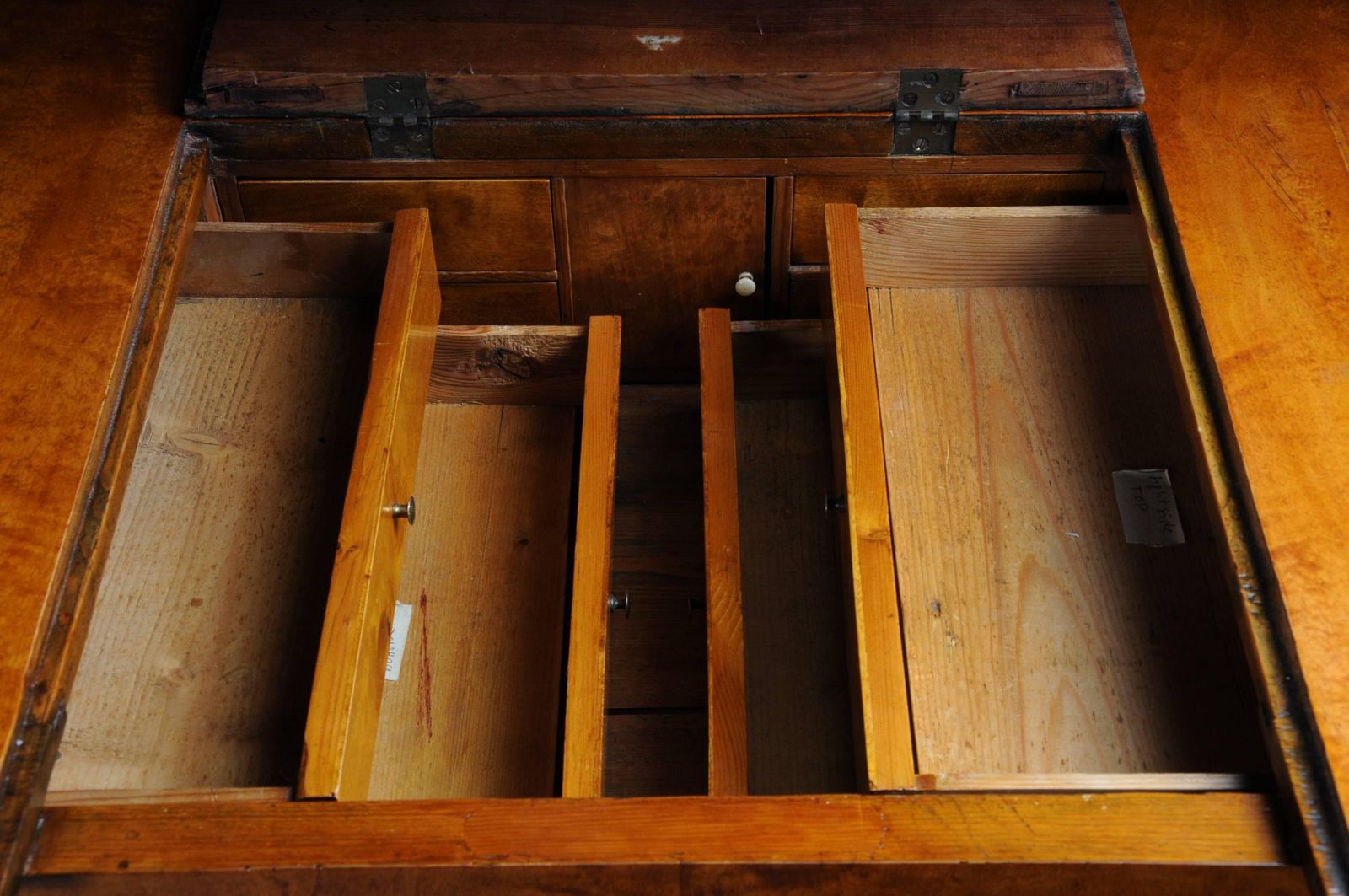 photo for sale 20th Century Unique Biedermeier Writing Desk, Flamed Birch