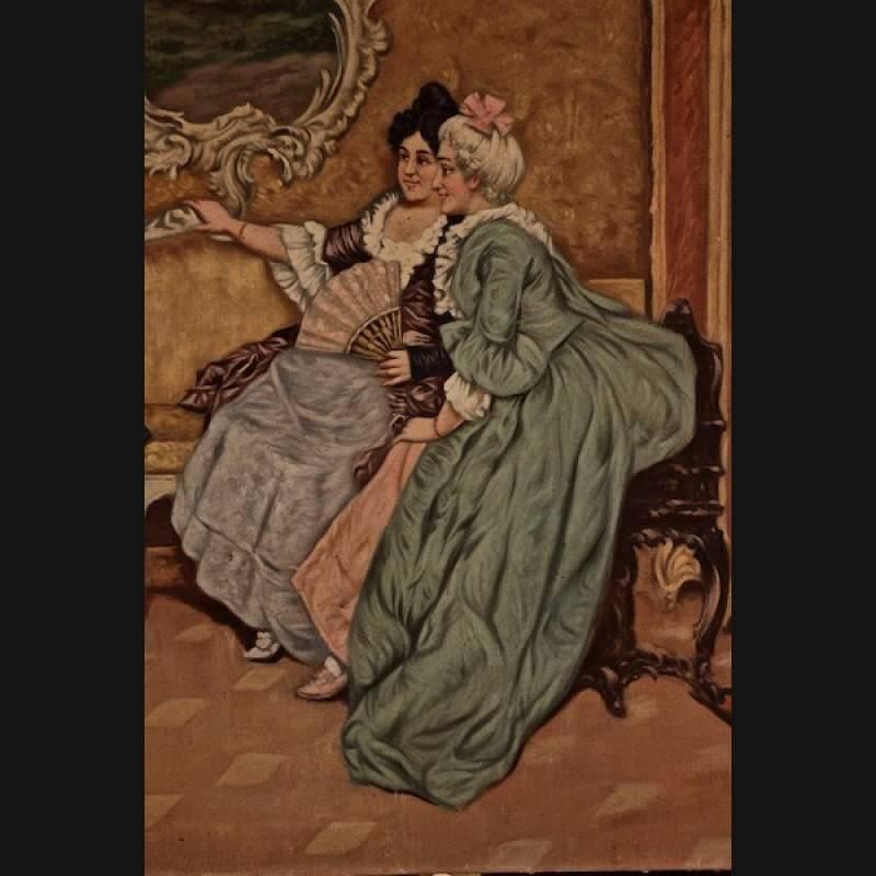 19th Century Rococo Style Painting Oil On Canvas photo 1667.0
