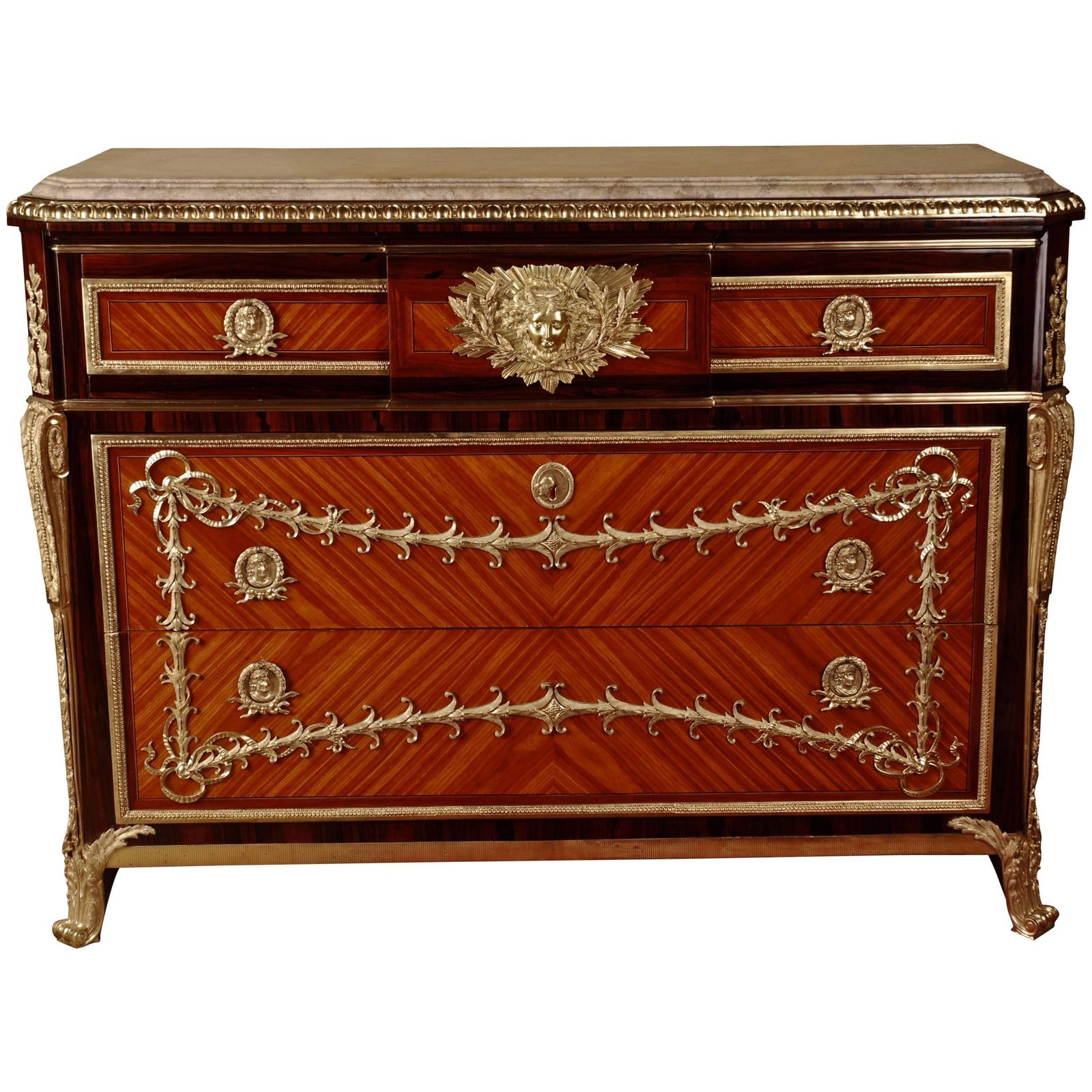 20th Century Commode/Console After Jean Henri Riesener, Gold
