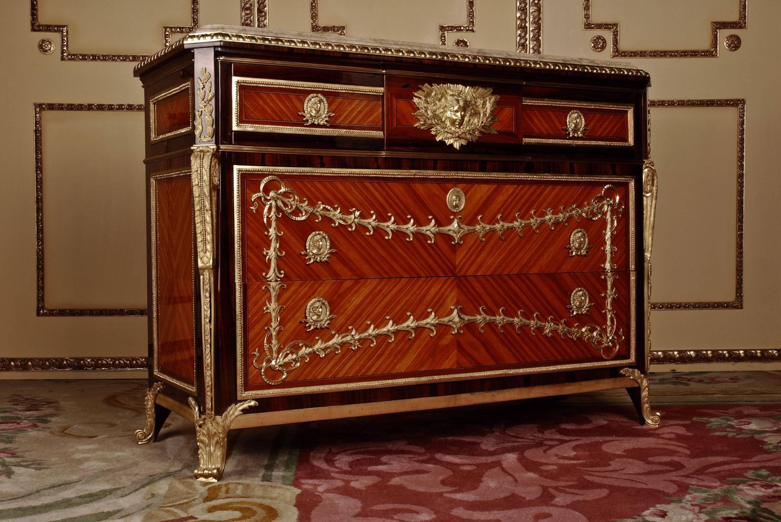 20th Century Commode/Console After Jean Henri Riesener, Gold photo furniture