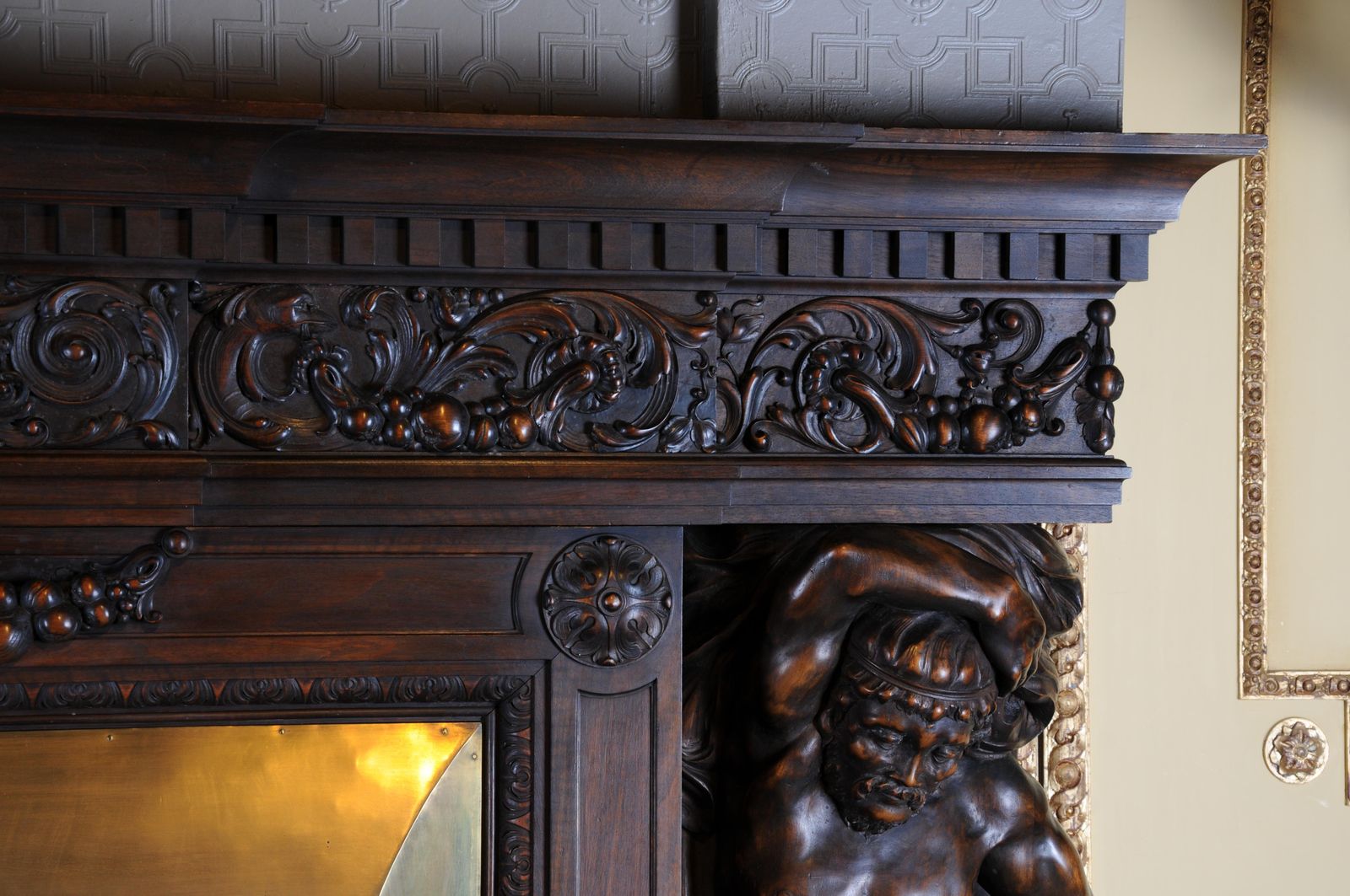 photo furniture Monumental Figures Fireplace Neo Renaissance 19th Century Walnut