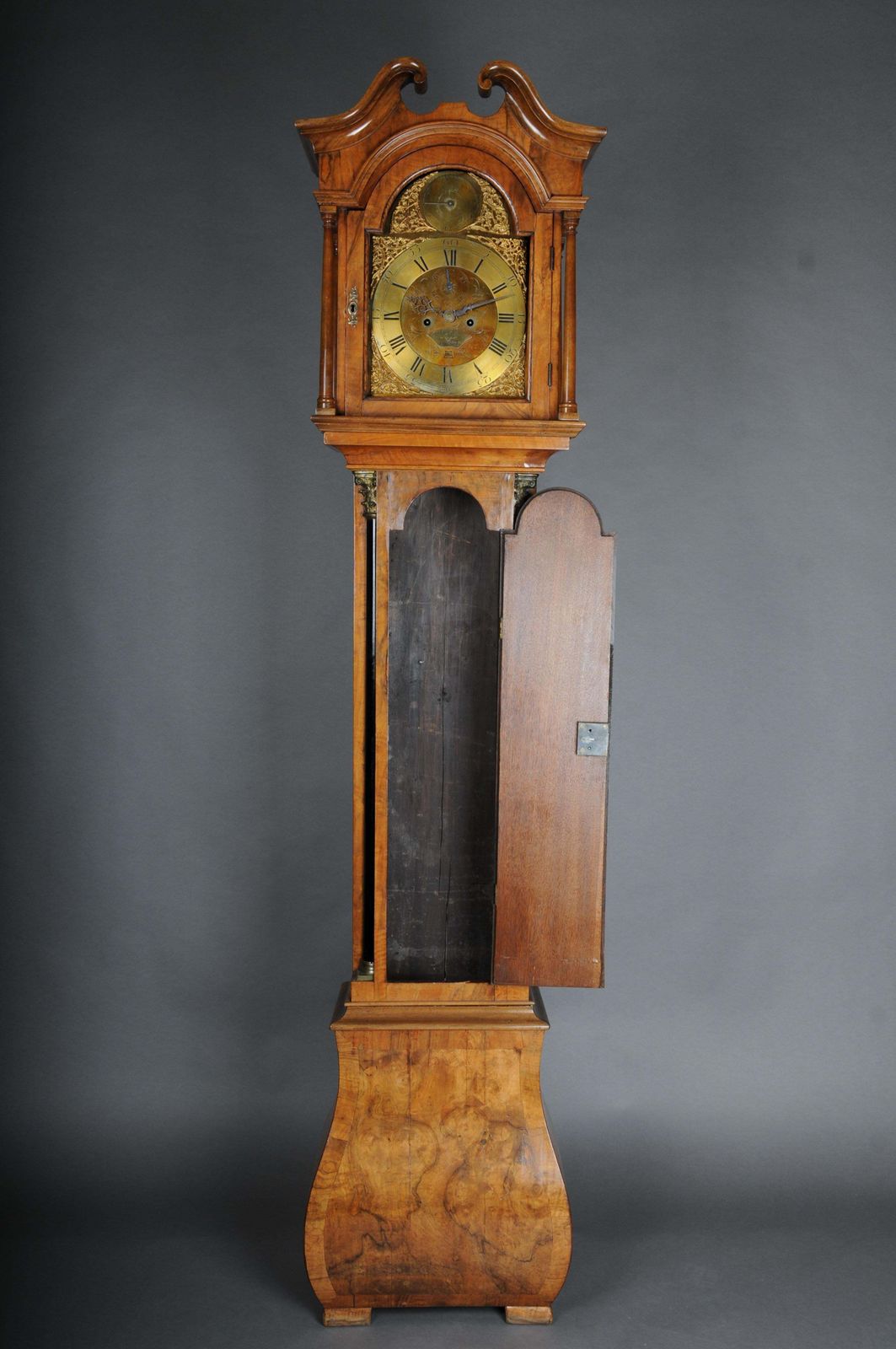 photo buy Beautiful Antique English Grandfather Clock, Root Wood, 19th Century