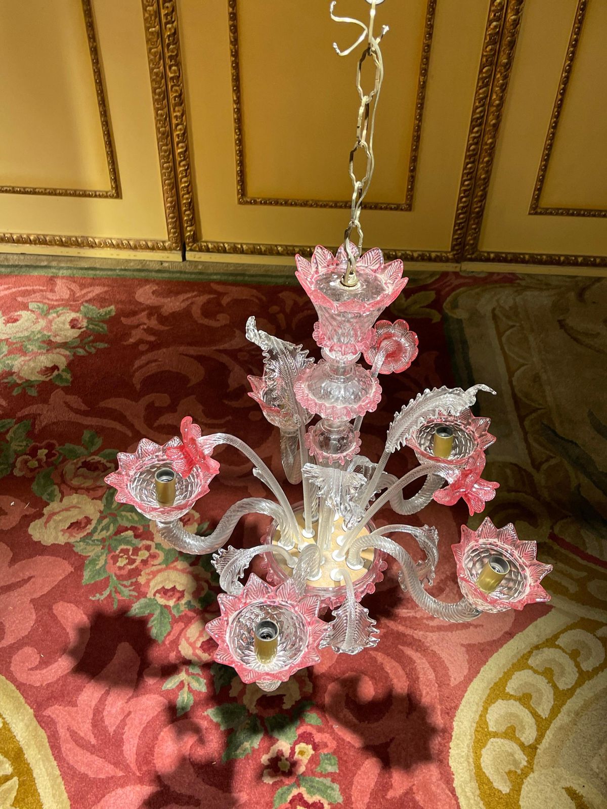 photo vintage 20th Century Murano Italy Chandelier Ceiling Luster, Mouth Blown