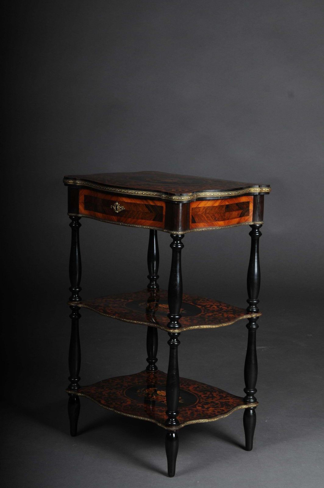 19th Century Marquetry Side Table With Jewelry Box, Circa 1870 photo Furniture