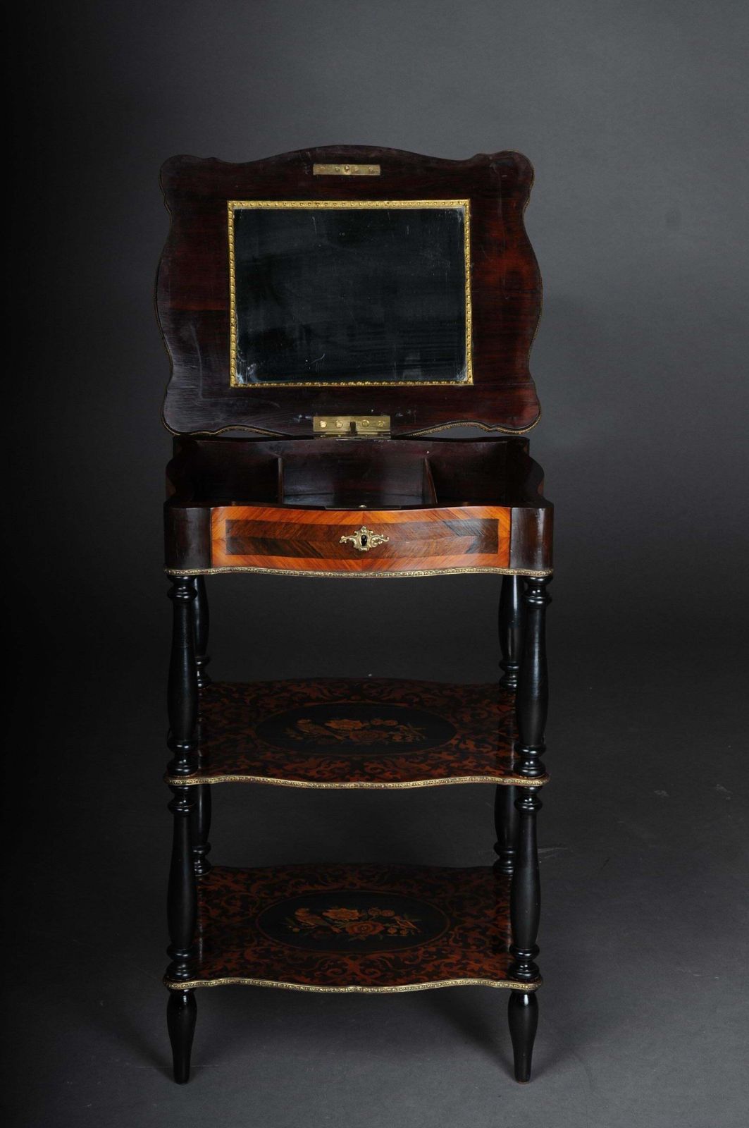 2945.0 19th Century Marquetry Side Table With Jewelry Box, Circa 1870 photo