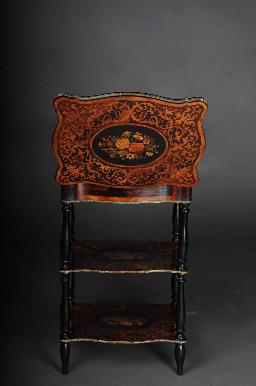 photo vintage 19th Century Marquetry Side Table With Jewelry Box, Circa 1870