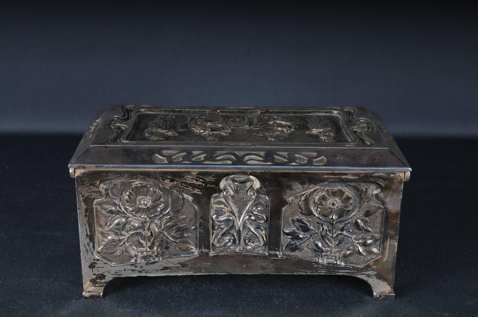 Wmf Box Jewelry Chest Antique Art Nouveau Silvered Germany photo vinterior