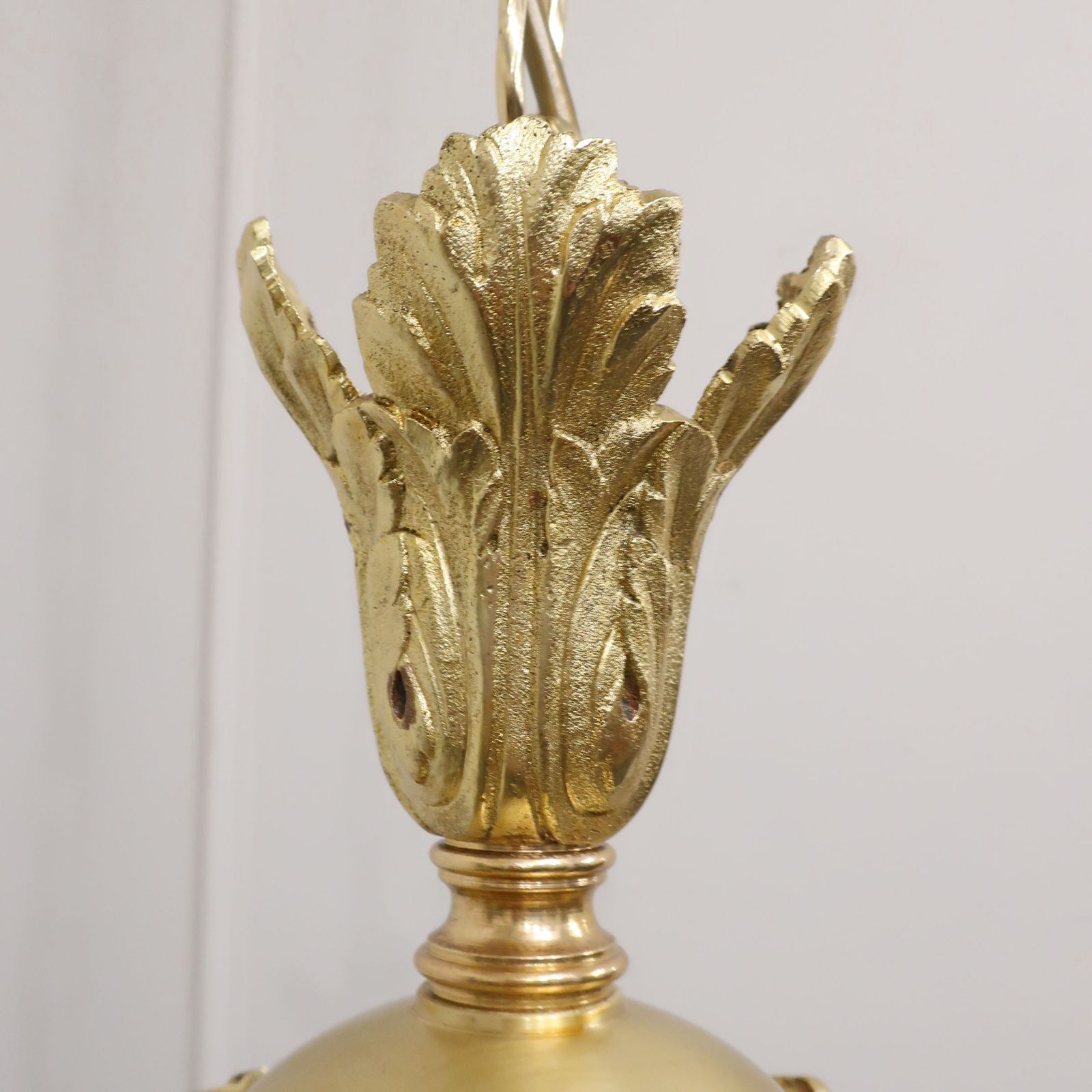 Lighting Substantial French Louis XVI Style Bronze Gilt & Frosted Glass Pendant Lantern photo