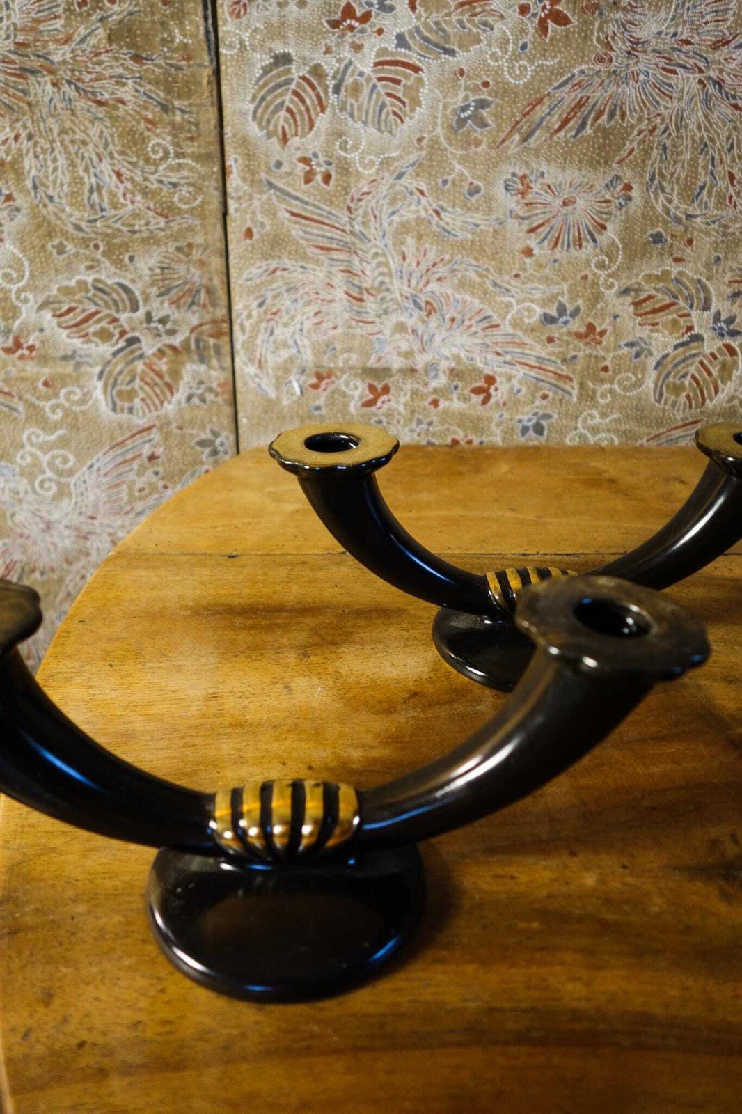 photo for sale Art Deco Gien Ceramic Candlestick Holders