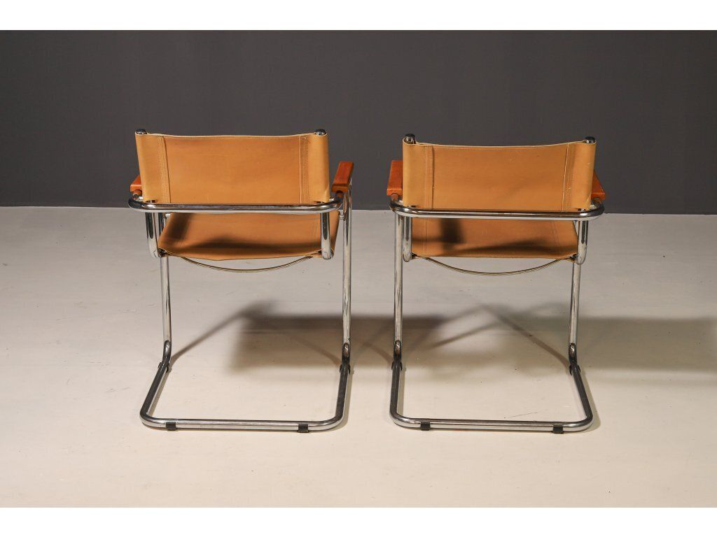 836.0 Pair Of Cantilever Tubular Steel Armchairs By Marcel Breuer, 1970´S photo