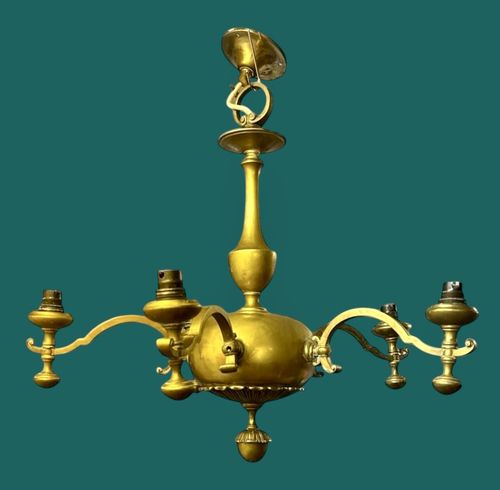 Antique English Bronze Five Arm Chandelier Very Heavy , Country House Interior photo furniture