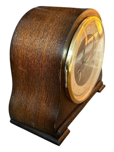 Smiths English 30’s Striking Hammer Mechanical Mantle Clock Oak Very Pretty photo for sale
