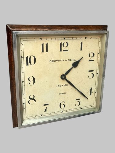 Art Deco Garrard Wall Clock Oak And Chrome Ipswich Interest photo Home Decor