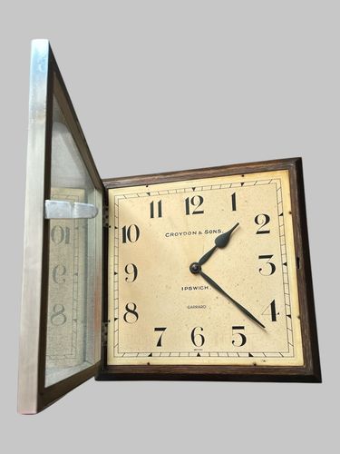 Art Deco Garrard Wall Clock Oak And Chrome Ipswich Interest photo 160.0