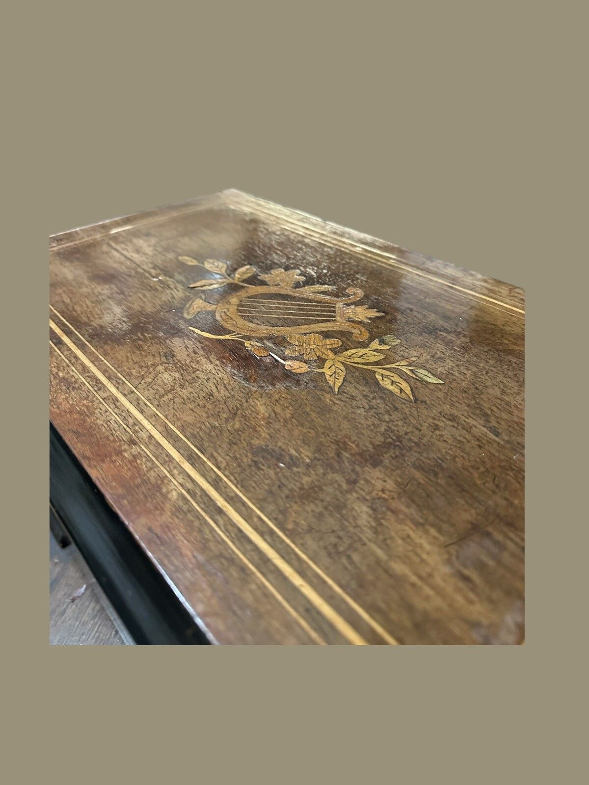 Antique Continental Marquetry Inlay Music Box photo 125.0